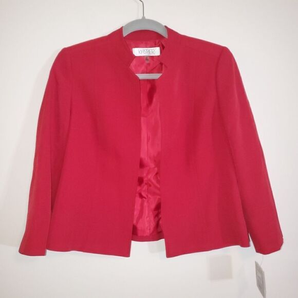 KASPER RED OPEN FRONT BLAZER SIZE 6P NWT - Picture 1 of 6